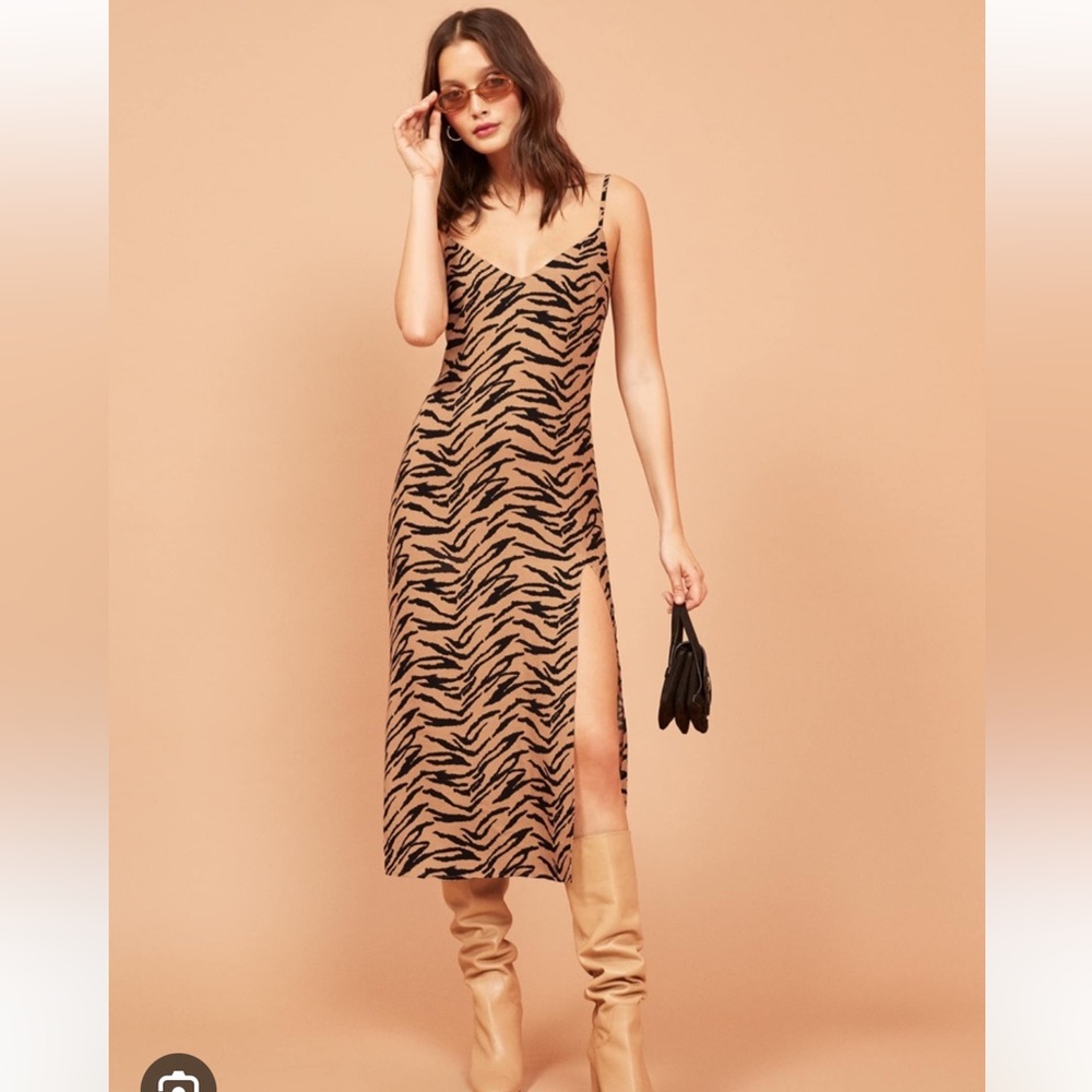 Reformation Alexandra animal print slip dress Sz 2 - Picture 1 of 8